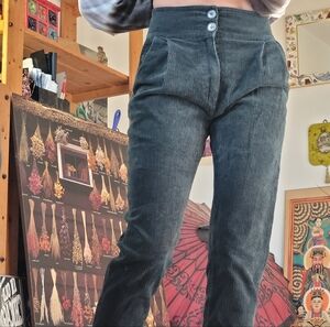 Allison Wonderland Emerald Green High Waisted Corduroy Pants - Size 2